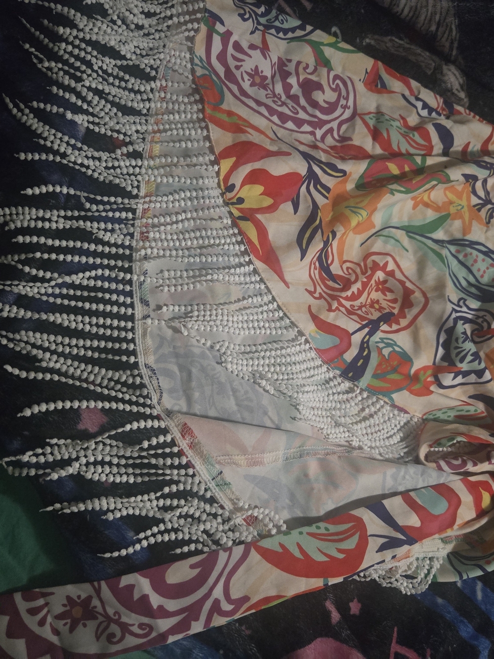 Bohemian Multicolor Fringe Maxi Skirt